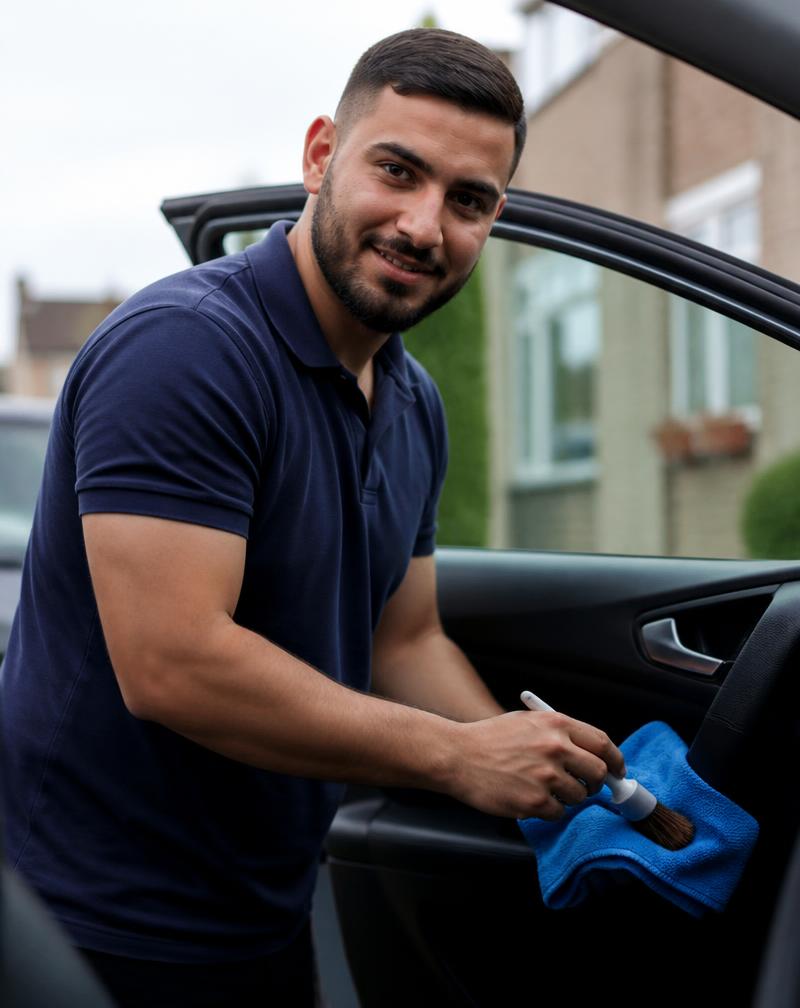 Mohamad Alkeswani, Gründer von ShineInside, bei der mobilen Fahrzeugaufbereitung